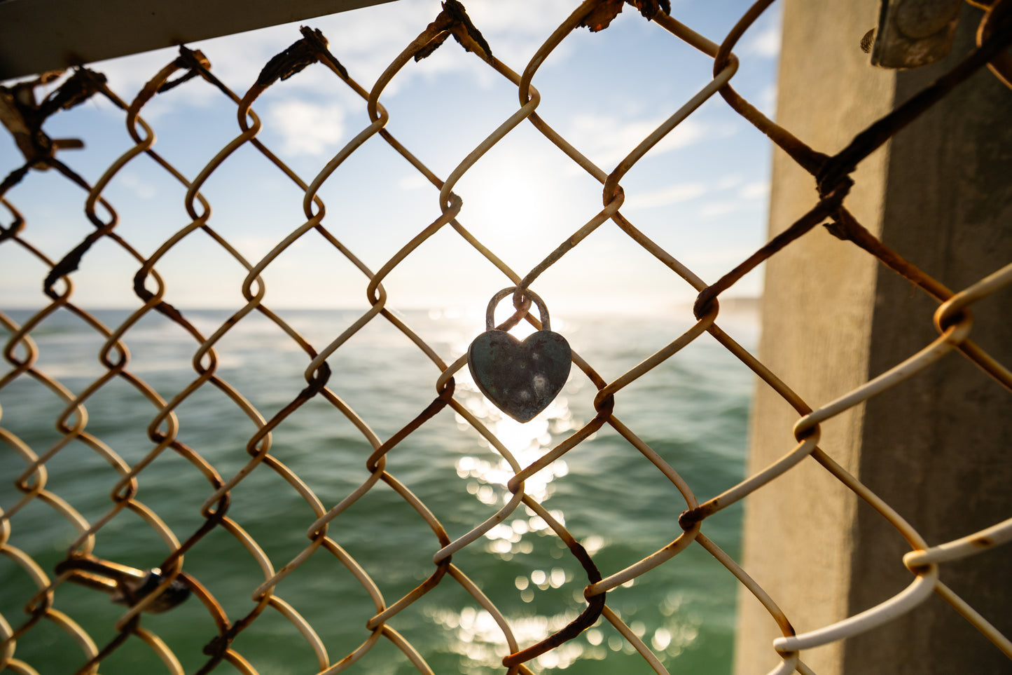 Heart Lock along the Okaloosa Island Pier in Destin, Florida