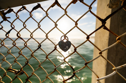 Heart Lock along the Okaloosa Island Pier in Destin, Florida